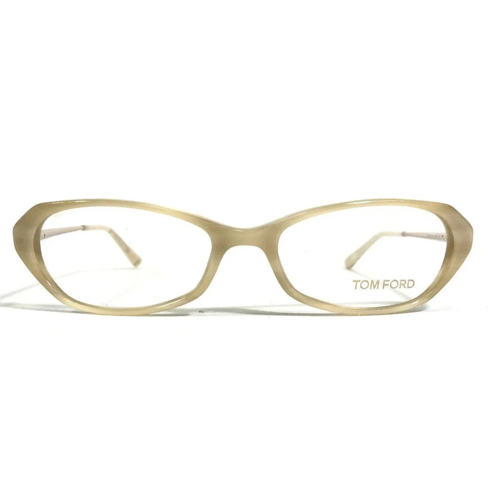 Tom Ford Eyeglasses Frames TF5134 025 Beige Gold Horn Round Full Rim 52-16-130